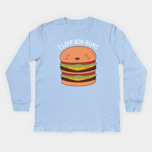 Kawaii Big Burger Pun T-Shirt Kids Long Sleeve T-Shirt